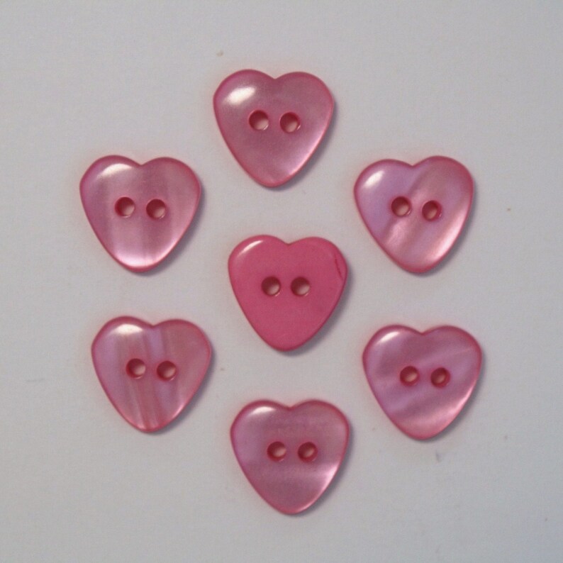 Lot de 10 Boutons Coeur 15mm Couleur au Choix / Bouton Fantaisie en Forme de Coeur / Bouton Coeur avec 2 Trous / Bouton de Couture / Scrap Rose