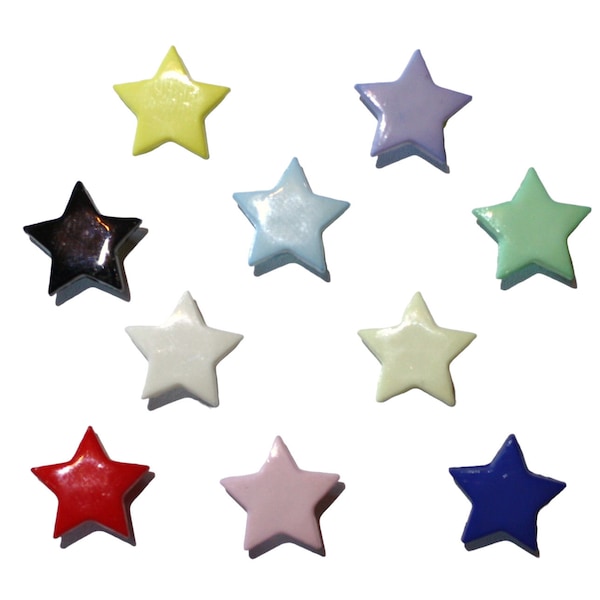 Set of 6 x Star Shaped Buttons Attached Back 14mm Choice of Colors Sewing Buttons / Children's Button / Babywear: Sewing Button