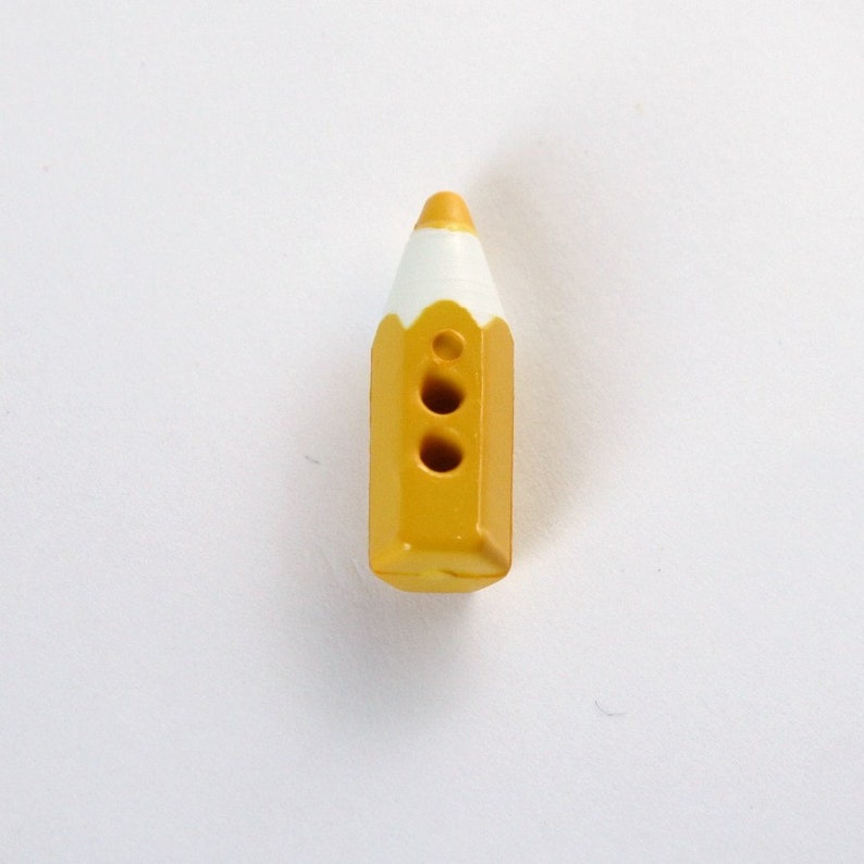 Set of 4 x Pencil Shaped Buttons 20 x 8mm Color of your choice / Sewing Buttons / Scrapbooking Buttons / Child / Decoration Yellow