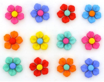 Dress It Up Step Into Spring Buttons - Spring Flowers / Fancy Buttons For Decoration Haberdashery Sewing Scrapbooking, Cake Decoration