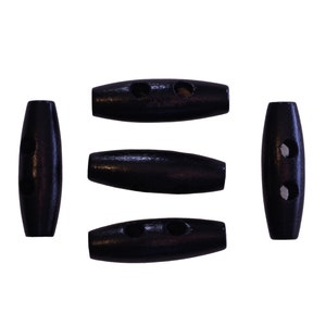 Schwarzer Holzknopf, 35 mm, 10er-Pack