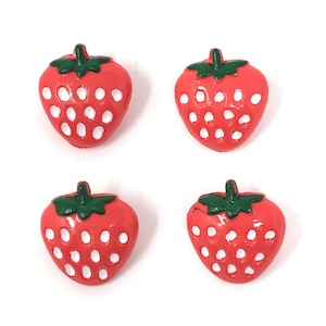 Strawberry Shank Button 15mm Red: Pack of 10 Sewing Buttons Fastener Back Children&#39;s Layette Scrapbooking Decoration