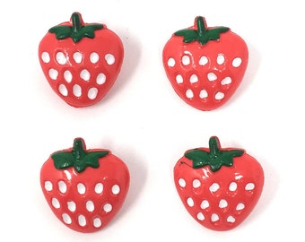 Bouton Fraise à Queue 15mm Rouge  : Lot de 10  Boutons de Couture Attache Dos Enfant Layette Scrapbooking Déco