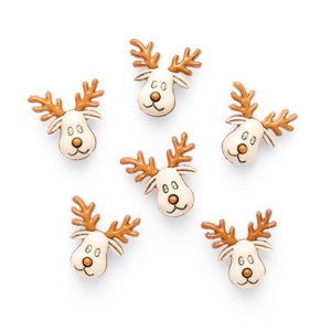 Bouton Fantaisie de Noël avec Attache Dos - Renne  25 x 25mm - Lot de 10