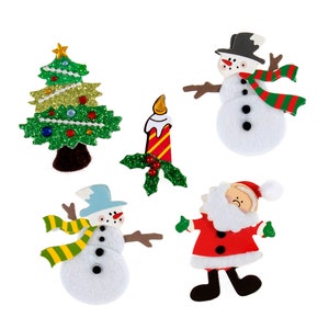 Autocollant Embellissement de Noël 3D Paillettes Assorti Père Noël , Bonhomme de Neige x 5 / Scrapbooking Carterie Décoration Loisir Créatif
