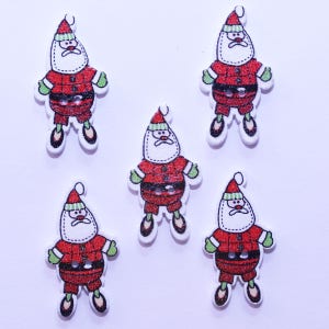 Bouton de Noël en Bois - Père Noel / Santa Clause 19mm - Lot de 10 /  Bouton Fantaisie Pour Scrapbooking et Décoration Customisation