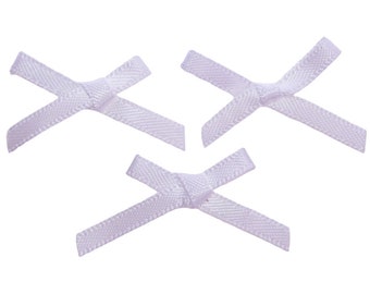 25 x 3mm Satin Ribbon Bows - White Color Ribbon Embellishment for Sewing Scrapbooking Decoration Customization