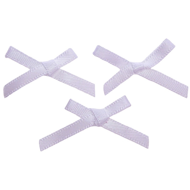 25 x 3mm Satin Ribbon Bows White Color Ribbon Embellishment for Sewing Scrapbooking Decoration Customization image 1