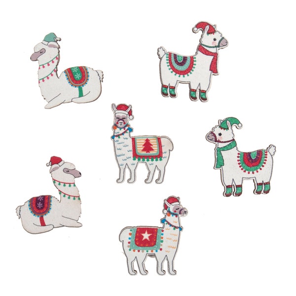 Dekorative Formen aus Holz Weihnachtsaufkleber - Lama - Verschönerung Weihnachten / Scrapbooking, Schmiede, Dekoration Festlichkeiten