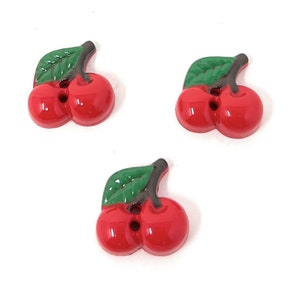 Bouton Cerise 20MM avec Deux Trous Lot de 6 / Boutons de Couture / Bouton Fantaisie image 1