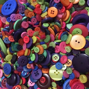 Assortiment de 100 Boutons Taille et Couleur Mixtes Couleur Vifs / Boutons de Couture / Boutons Scrapbooking / Décoration Customisation image 3