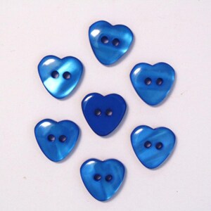 Lot de 10 Boutons Coeur 15mm Couleur au Choix / Bouton Fantaisie en Forme de Coeur / Bouton Coeur avec 2 Trous / Bouton de Couture / Scrap Bleu Roi