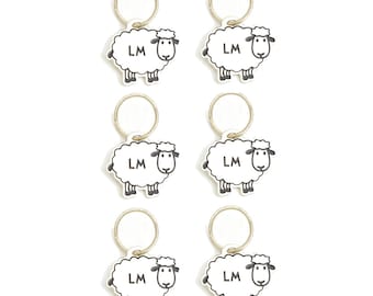 Set of 6 Stitch Markers Meadow / Sheep - Lantern Moon / Knitting accessories / Knitting supplies