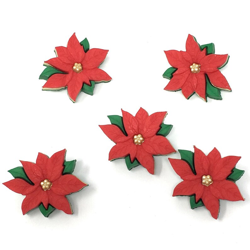 Dress It up Buttons: Christmas Collection Red Poinsettias - Etsy