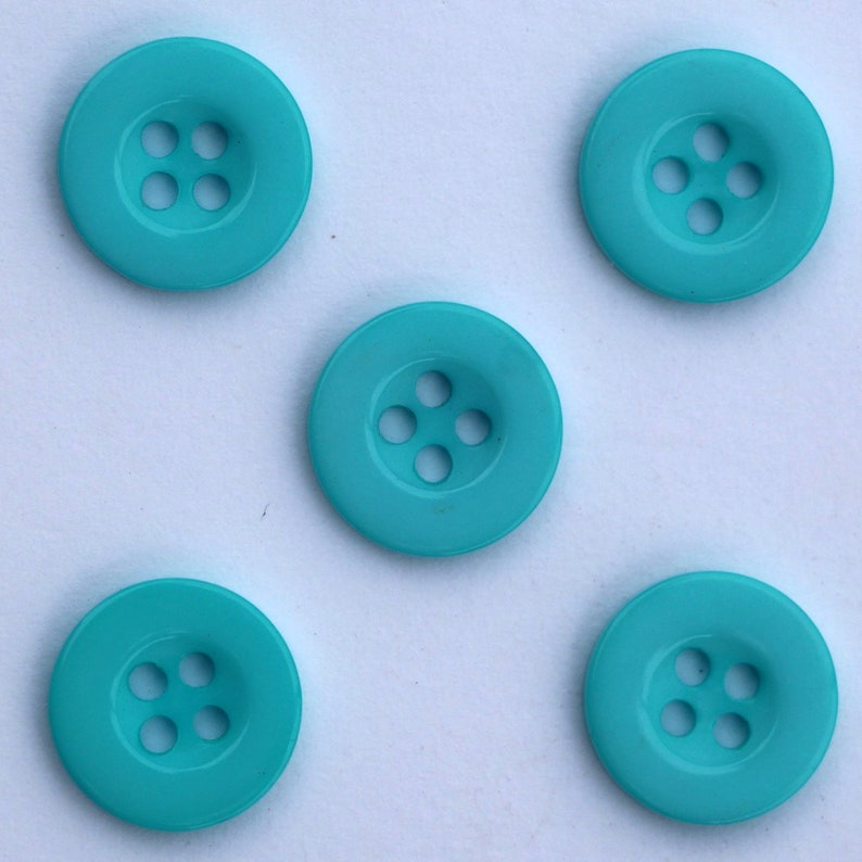 15mm Sewing Buttons with 4 Holes in Resin Lot and Color to Choose from / Sewing Button / Clasp Button / Scrapbooking and Sewing Buttons Turquoise