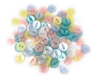 Lot de 100  Boutons Oeil de Poisson avec deux trous 11mm ou 14mm  Lot Y  / Bouton Enfant / Boutons Layette  / Bouton de Couture et Mercerie