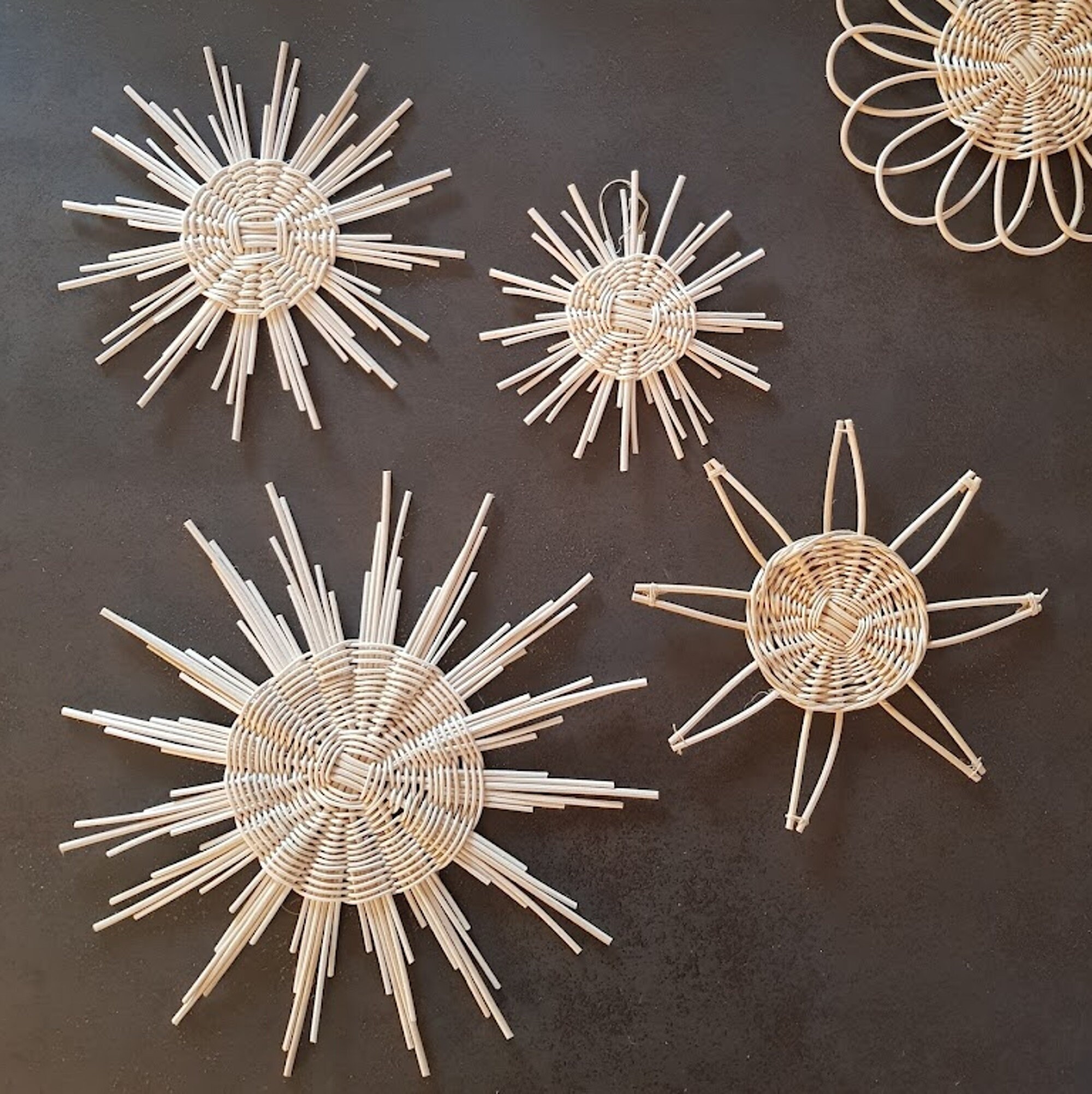 Décorations en Forme d'étoiles Rotin Naturel Écru - Fait Main