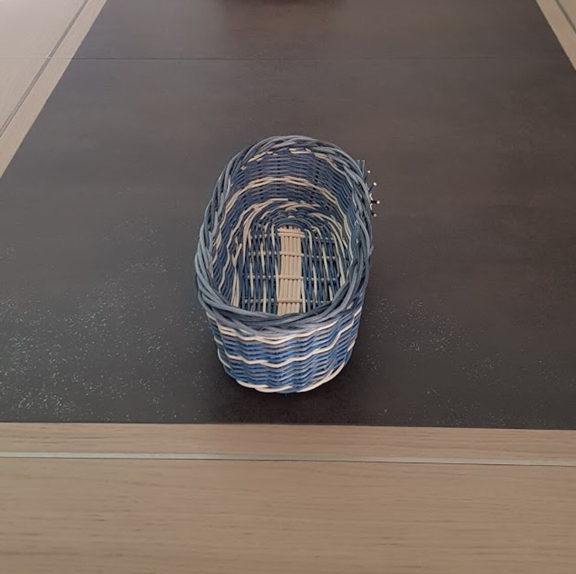 Kleine ovale Papierkorb mit Brot Frucht Rattan blau | Etsy