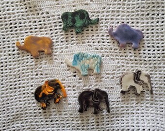 Cabochon - éléphants en céramique faience à poser ou à coller - vendus à l'unité