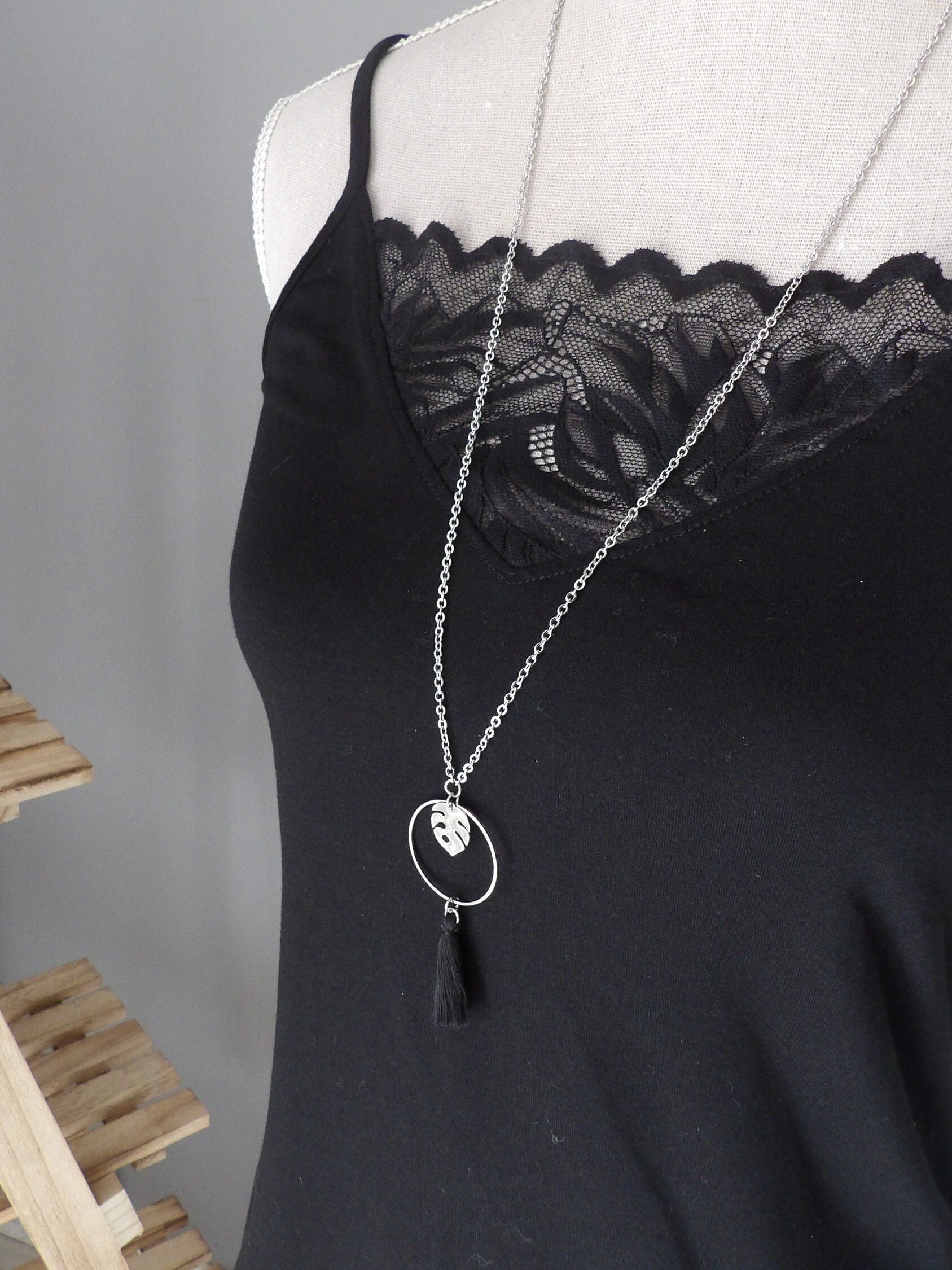 Necklace Silver Stainless Steel Necklace Long Necklace Woman Etsy