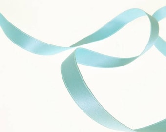 Turquoise double-sided satin ribbon 10 mm