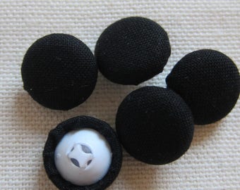 5 15 mm black fabric covered buttons