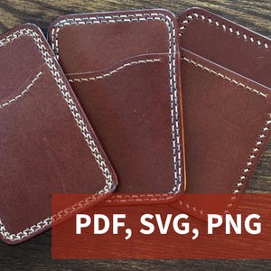 Porta carte in pelle "minimalista - 2", un modello - 3 stili di cucitura/Modello/PDF/SVG/PNG/Modelli/File di download digitali/Video tutorial