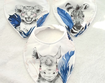 Bavoir, bandana, pour bébé de 0 à 9 mois , motif animaux de la savane