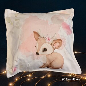 Cushion cover, children's room, 40x40cm, deer pattern image 2