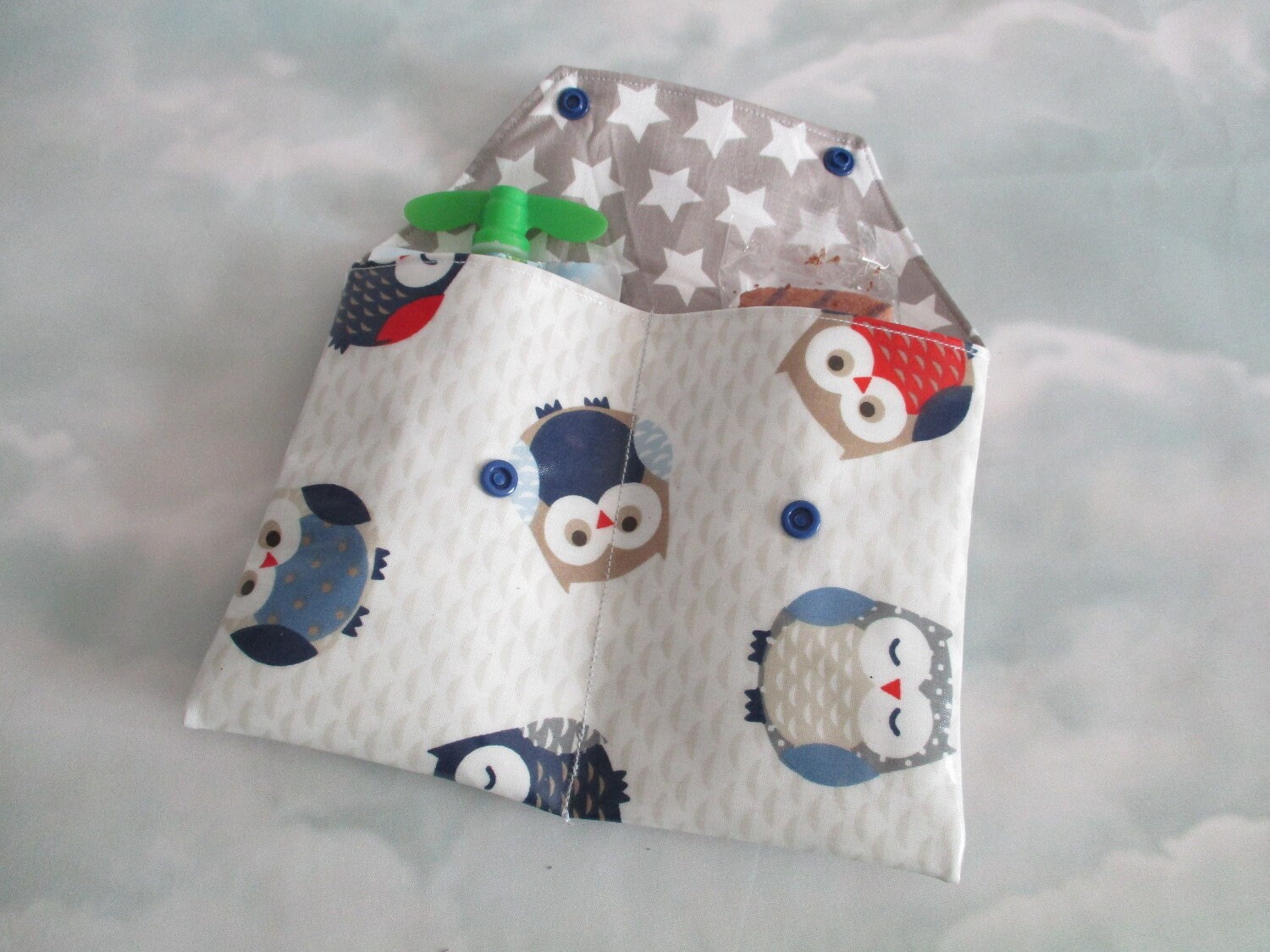 Pochette à Goûter en Coton Enduit Imprimé de Chouette