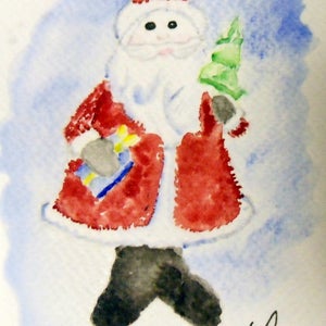 Carte postale "Petit Papa Noël 1", aquarelle originale