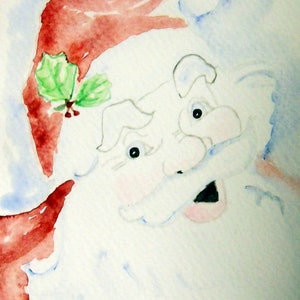 Carte postale "Petit Papa Noël Ho Ho Ho", aquarelle originale