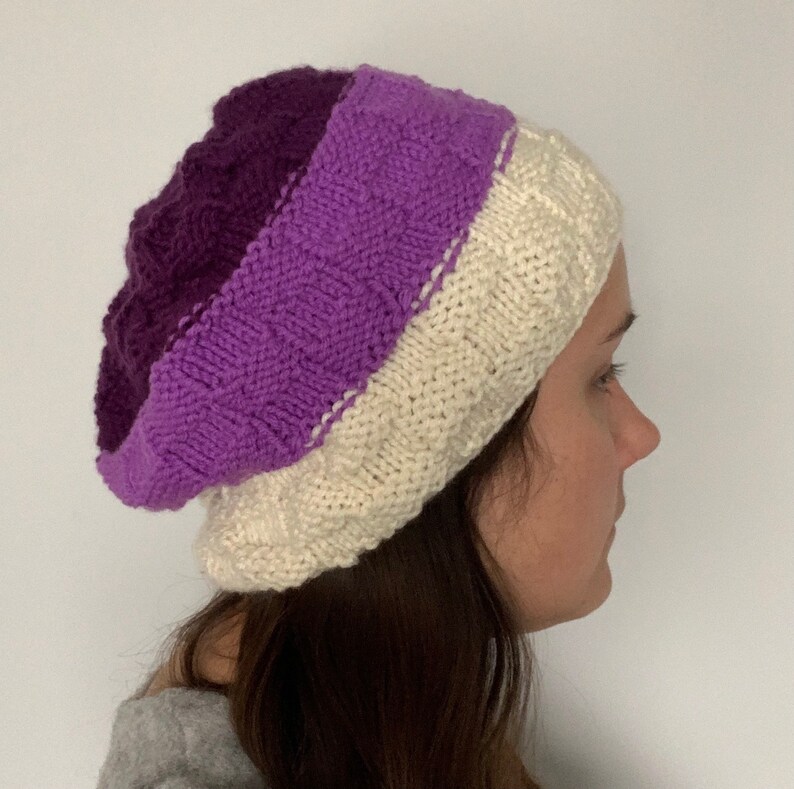 White and Purple Checkered Slouch Hat 