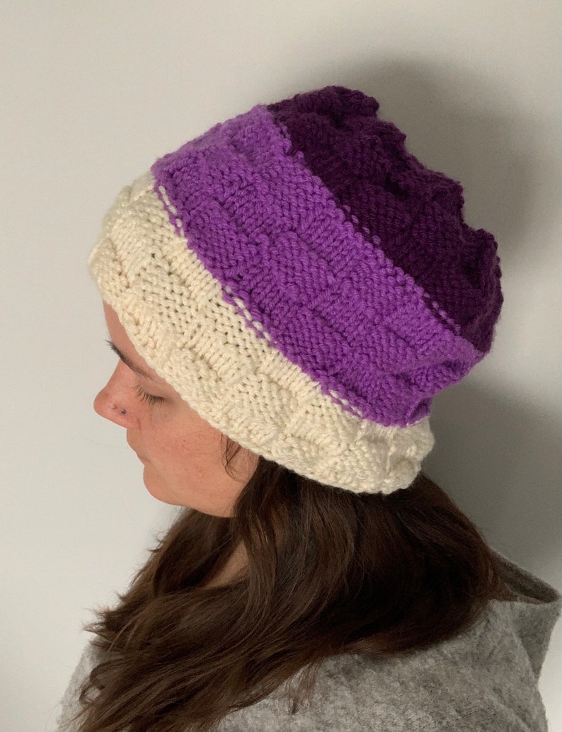 White and Purple Checkered Slouch Hat 