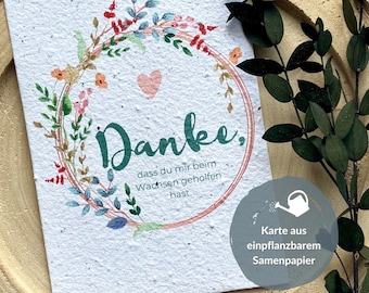 Grußkarte zum Kita-Abschied aus einpflanzbarem Samenpapier • nachhaltige Abschiedskarte für Erzieherin und Tagesmutter • Postkarte Format A6