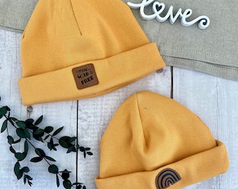 Hipster Beanie personalisierbar für Baby, Kind, Mama und Papa • Mütze in vielen Farben aus Rib Jersey für die ganze Familie