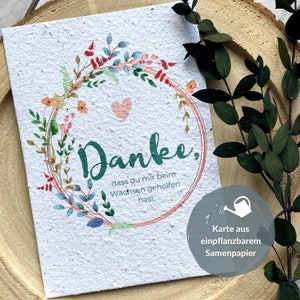 Grußkarte zum Kita-Abschied aus einpflanzbarem Samenpapier • nachhaltige Abschiedskarte für Erzieherin und Tagesmutter • Postkarte Format A6