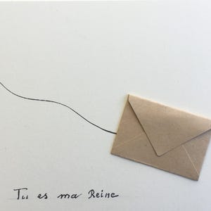 carte artisanale faite main Saint Valentin Fiançailles Mariage Breloque couronne en métal  dans l'enveloppe
