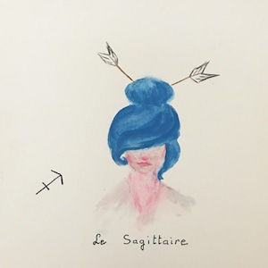 Carte postale aquarelle peinte main sagittaire signe astrologique