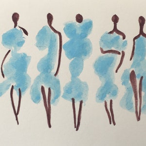 Carte postale aquarelle peinte main  femmes design