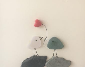 carte design artisanale oiseaux pierres de verre de couleur