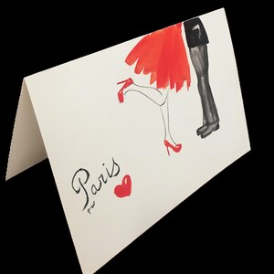 Carte aquarelle peinte main  Saint Valentin amoureux
