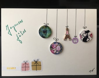 Carte postale réalisée à la main  Noël