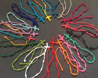 Bracciale croce annodato, nodo croce, decenario, rosario, multicolor, escapulario, messicano, oración, crocifisso, rosario, día de muerto