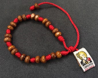1 scapular protection bracelet DECENARIO cross of Saint Benedict, San Benito, knots, red, adult child, Mexican, medal, oración