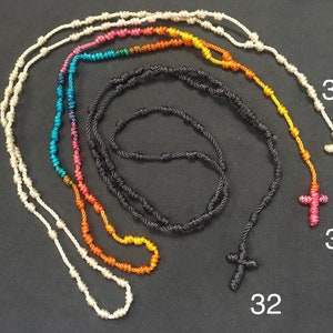 Rosary cross knot rosary, men's unisex long necklace, cruz oración, Mexican, Latin crucifix, wire cord, male, día de muertos image 6