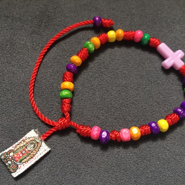 1 bracelet noué,Vierge de Guadalupe,DECENARIO,croix rouge,San judas,scapulaire,adulte enfant,mexicain,virgencita,juditas tadeo