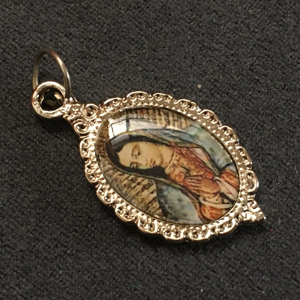 Médaille Vierge de Guadalupe,ovale,Virgen del Tepeyac,notre dame,our lady of,mexico mexicain,crucifijo,crucifix,chapelet rosario