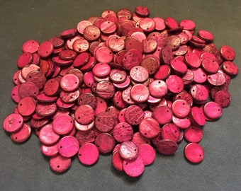 20 perles 2cm,bois de coco,sequin rose vif,lentilles,lentejuelas,breloque pendentif,bois écologique,noix tagua,fabrication bijoux