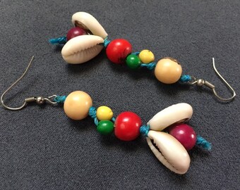 Boucles d’oreilles tagua açaí, coquillage,ivoire végétal,Amazonie,barato pas cher,écologique,Noël,bleu rouge rose vert orange achira cauris